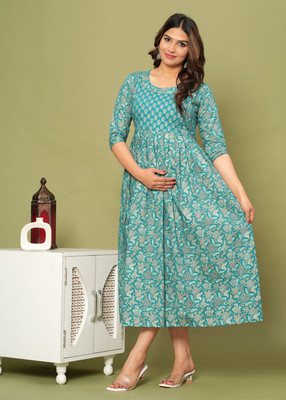 UrbanRang Women Printed Anarkali Kurta(Beige, Gold)
