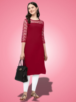 HEMANG FASHION Women Self Design A-line Kurta(Maroon)