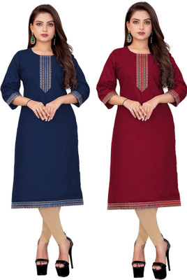 AAI MOGAL Women Self Design Straight Kurta(Multicolor)