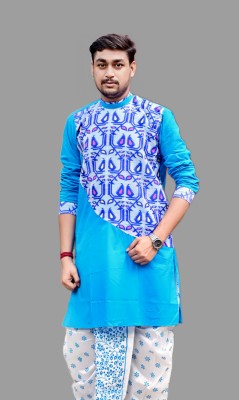 AMIT ONLINE Men Self Design Ethnic Dress Kurta(Blue)