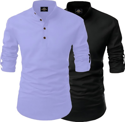 KASHIBAA Men Self Design Straight Kurta(Multicolor)