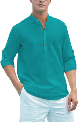 Navkanj Men Solid A-line Kurta(Light Blue)