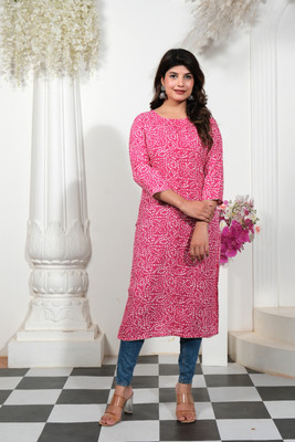 Heba Women Printed Straight Kurta(Purple)