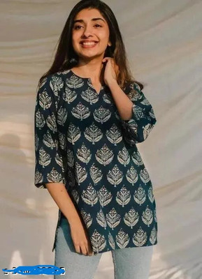 EXPORTSSHREE Casual Printed Women Blue Top