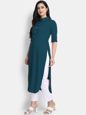 AMAR FAB TAX Women Solid Straight Kurta(Dark Blue)