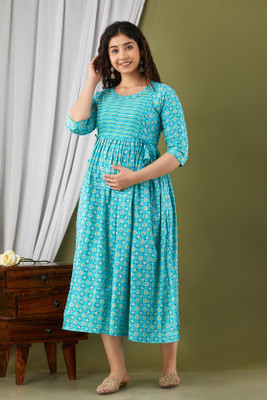 Kilangi fashions Women Printed Anarkali Kurta(Light Blue)