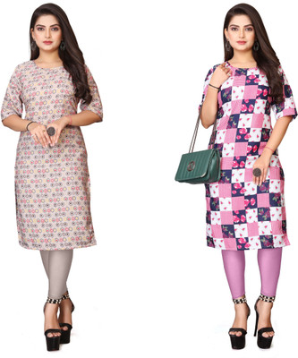 Vishwa Collection Mall Women Printed Straight Kurta(Multicolor)