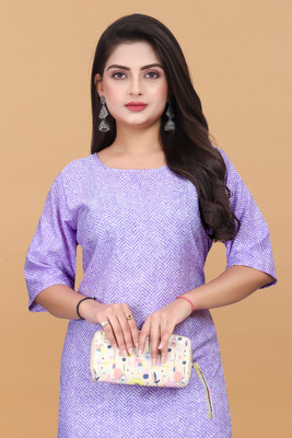 PAFASHION Women Printed A-line Kurta(Purple)