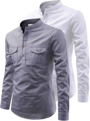 RAREMARK Men Solid Straight Kurta(Grey)