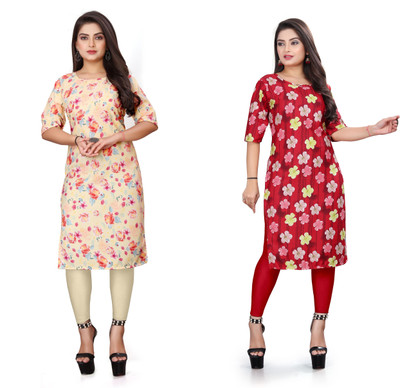 HARISH TEXTILE Women Printed Straight Kurta(Multicolor)