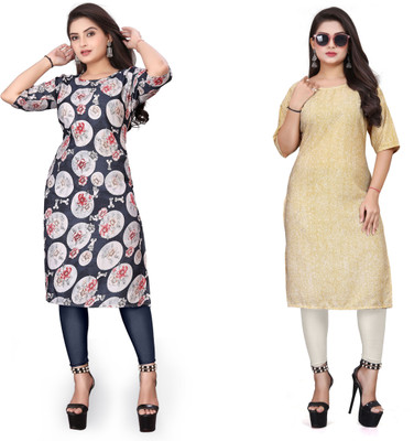 RIDDHI COLLECTION MALL Women Printed Straight Kurta(Multicolor)