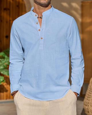 SQS Men Solid A-line Kurta(Light Blue)