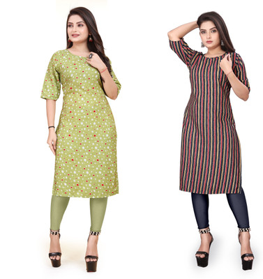 SANJUGARMENT Women Printed Straight Kurta(Multicolor)