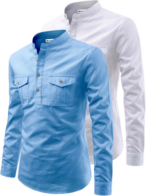 RAREMARK Men Solid Straight Kurta(Silver)