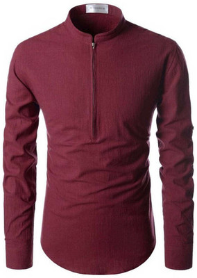 Edinwolf Men Solid A-line Kurta(Maroon)