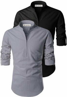 RAREMARK Men Solid Straight Kurta(Grey)