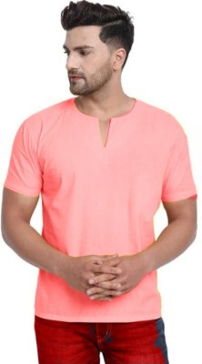 Men Solid Kurta(Pink)