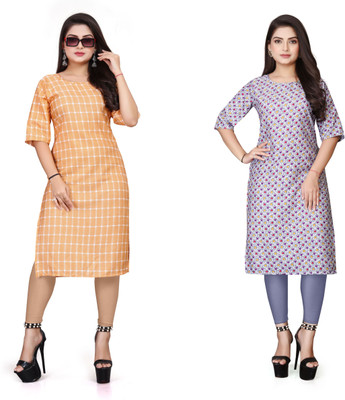 HARISH TEXTILE Women Printed Straight Kurta(Multicolor)