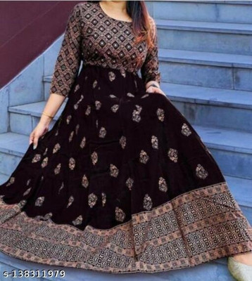 GMN Fashions Anarkali Gown(Brown)