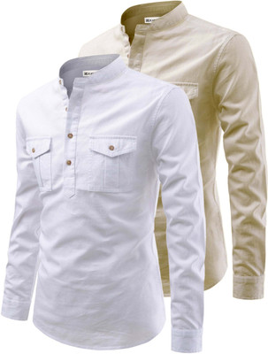 RAREMARK Men Solid Straight Kurta(Beige)