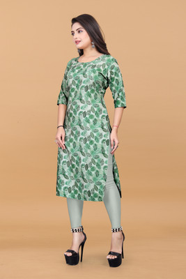 RIDDHI COLLECTION MALL Women Printed A-line Kurta(Green)