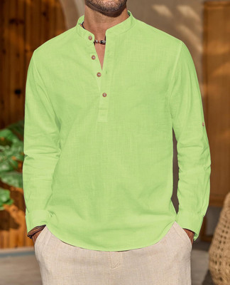 SQS Men Solid Straight Kurta(Green)