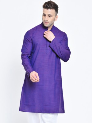 Hangup Plus Men Solid A-line Kurta(Purple)