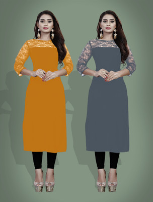 Maheshvi Women Solid Straight Kurta(Multicolor)
