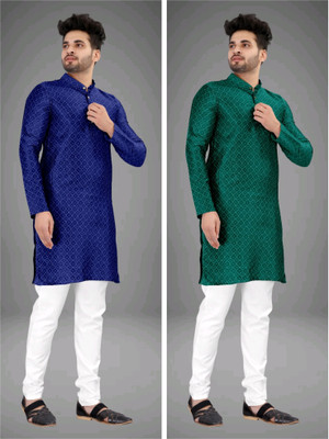 TRUST OUS Men Self Design Straight Kurta(Multicolor)