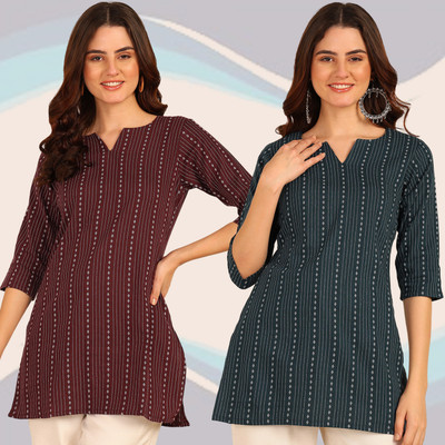 DSK STUDIO Women Striped Straight Kurta(Multicolor)