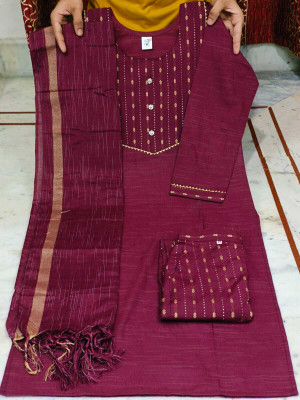 AZM INDUSTRIES Embroidered Kurta, Trouser/Pant & Dupatta Set