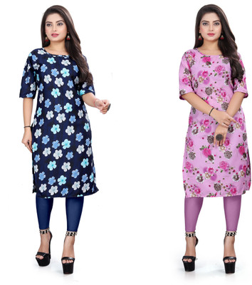 HARISH TEXTILE Women Printed Straight Kurta(Multicolor)