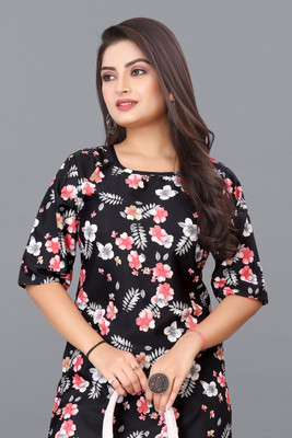 SANJUGARMENT Women Floral Print A-line Kurta(Multicolor)