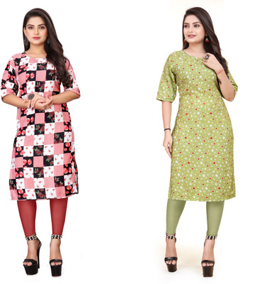 RIDDHI COLLECTION MALL Women Printed Straight Kurta(Multicolor)