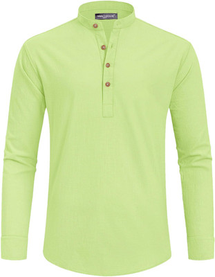 Yugnik Men Solid Straight Kurta(Green)