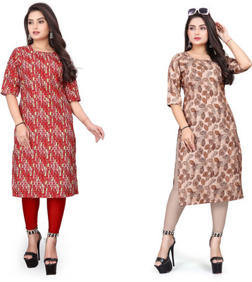 HARISH TEXTILE Women Printed Straight Kurta(Multicolor)