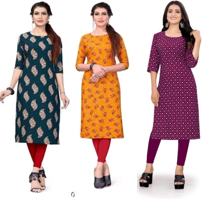 SHREE VERAI FASHION Women Printed Straight Kurta(Multicolor)