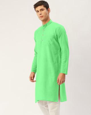 ShivLeela Men Solid Straight Kurta(Light Green)