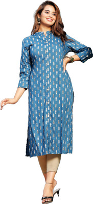Vishakha Fashion Women Printed A-line Kurta(Blue)