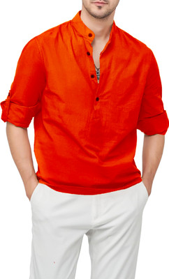 LIMRO Men Solid Straight Kurta(Red)