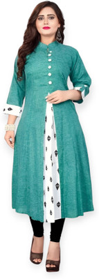 DB Fashion Women Printed A-line Kurta(Light Blue)