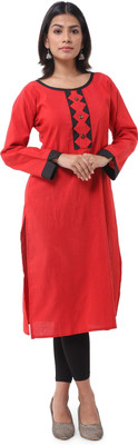 DESHBANDHU DBK Women Solid Straight Kurta(Red)