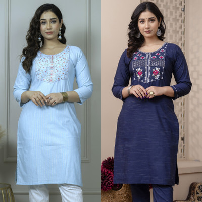 Auzanoor Collection Women Self Design A-line Kurta(Multicolor)