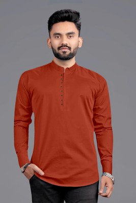 Ethnic Trendz Men Solid Straight Kurta(Maroon)