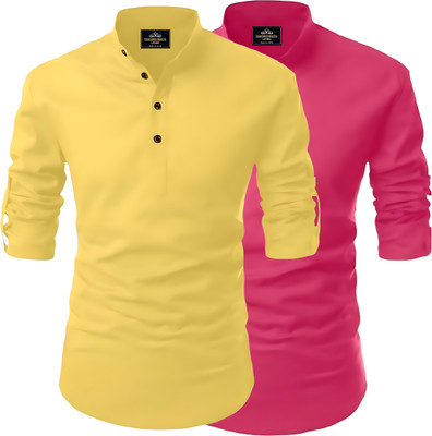 KASHIBAA Men Solid Straight Kurta(Multicolor)
