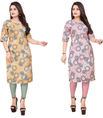 deshmi fashion Women Printed Straight Kurta(Multicolor)