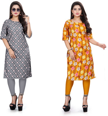 HARISH TEXTILE Women Printed Straight Kurta(Multicolor)