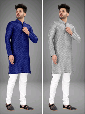 click n buy Men Checkered Straight Kurta(Multicolor)