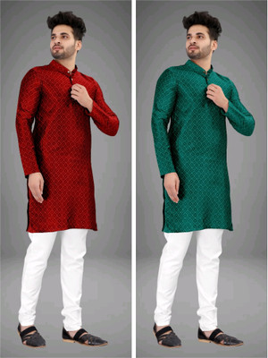 TRUST OUS Men Self Design Straight Kurta(Multicolor)