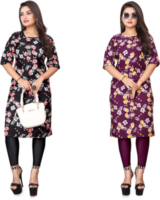 deshmi fashion Women Printed Straight Kurta(Multicolor)